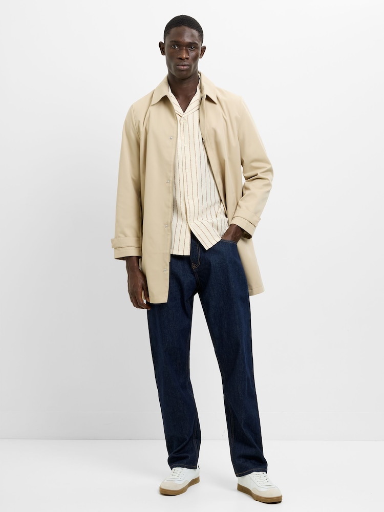 French Connection Brown Mid-Length Collared Mac Coat - Image 1 of 4