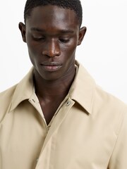 French Connection Brown Mid-Length Collared Mac Coat - Image 2 of 4