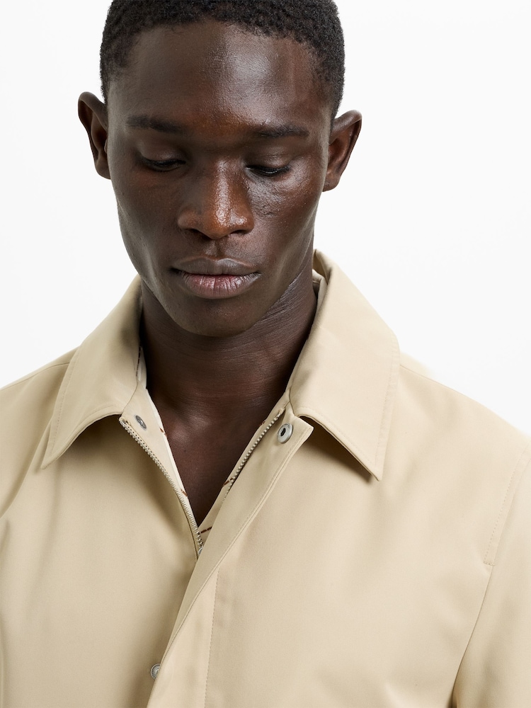 French Connection Brown Mid-Length Collared Mac Coat - Image 2 of 4