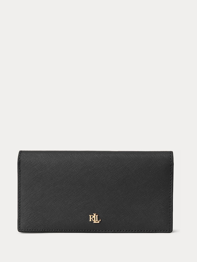 Lauren Ralph Lauren Black Crosshatch Leather Slim Wallet-Wlt-Med Purses - Image 1 of 3