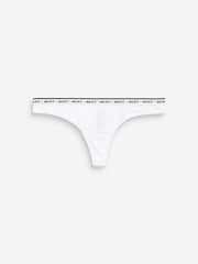 White/Grey/Pink/Light Green Thong Cotton Rich Logo Knickers 4 Pack - Image 5 of 8