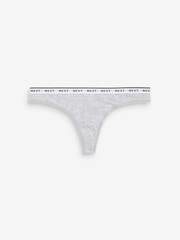 White/Grey/Pink/Light Green Thong Cotton Rich Logo Knickers 4 Pack - Image 6 of 8