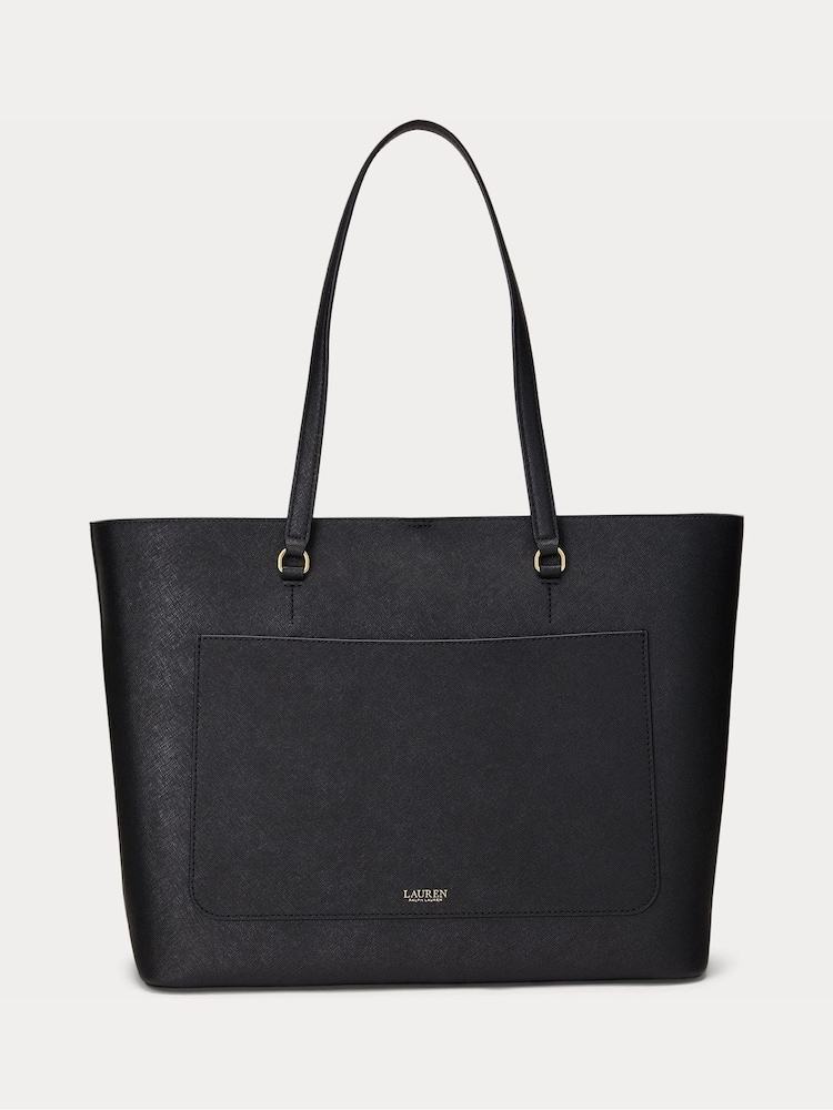 Lauren Ralph Lauren Black Crosshatch Leather Karly Tote Large Bags - Image 2 of 6