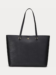 Lauren Ralph Lauren Black Crosshatch Leather Karly Tote Large Bags - Image 3 of 6