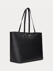 Lauren Ralph Lauren Black Crosshatch Leather Karly Tote Large Bags - Image 4 of 6