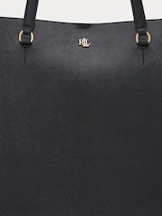 Lauren Ralph Lauren Black Crosshatch Leather Karly Tote Large Bags - Image 6 of 6