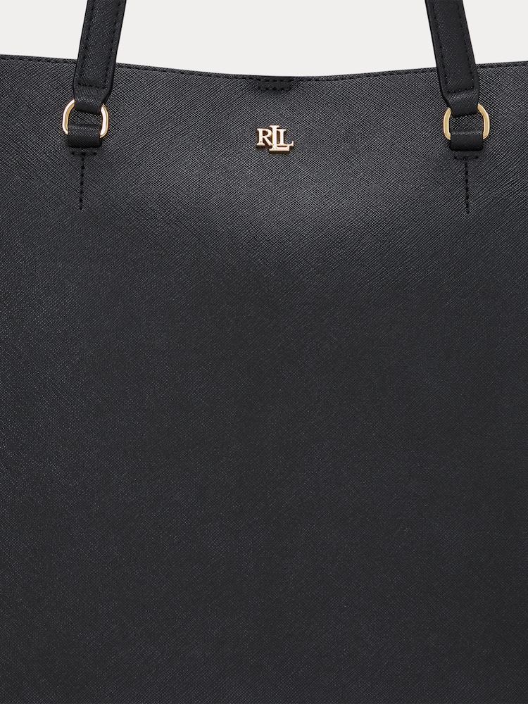 Lauren Ralph Lauren Black Crosshatch Leather Karly Tote Large Bags - Image 6 of 6