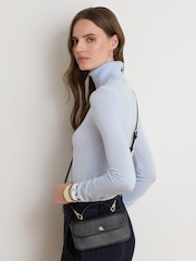 Lauren Ralph Lauren Black Marcy Leather Top Handle Wallet On Chain - Image 2 of 7
