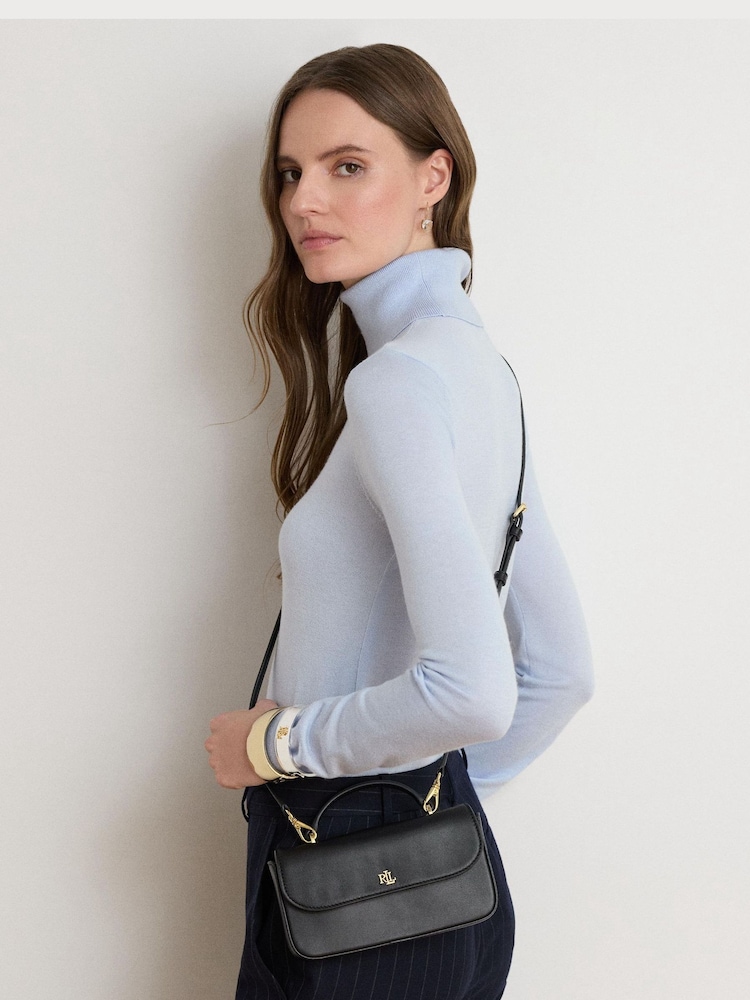 Lauren Ralph Lauren Black Marcy Leather Top Handle Wallet On Chain - Image 2 of 7 Lauren Ralph Lauren Black Marcy Leather Top Handle Wallet On Chain - Image 2 of 7