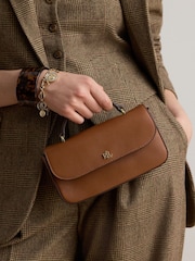 Lauren Ralph Lauren Brown Marcy Leather Top Handle Wallet On Chain - Image 1 of 8