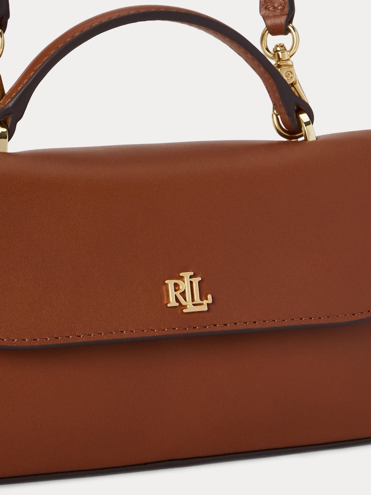 Lauren Ralph Lauren Brown Marcy Leather Top Handle Wallet On Chain - Image 8 of 8
