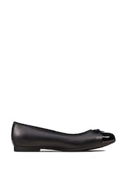 Clarks Black Multi Fit Leather Scala Bloom Youth Shoes - Image 1 of 7