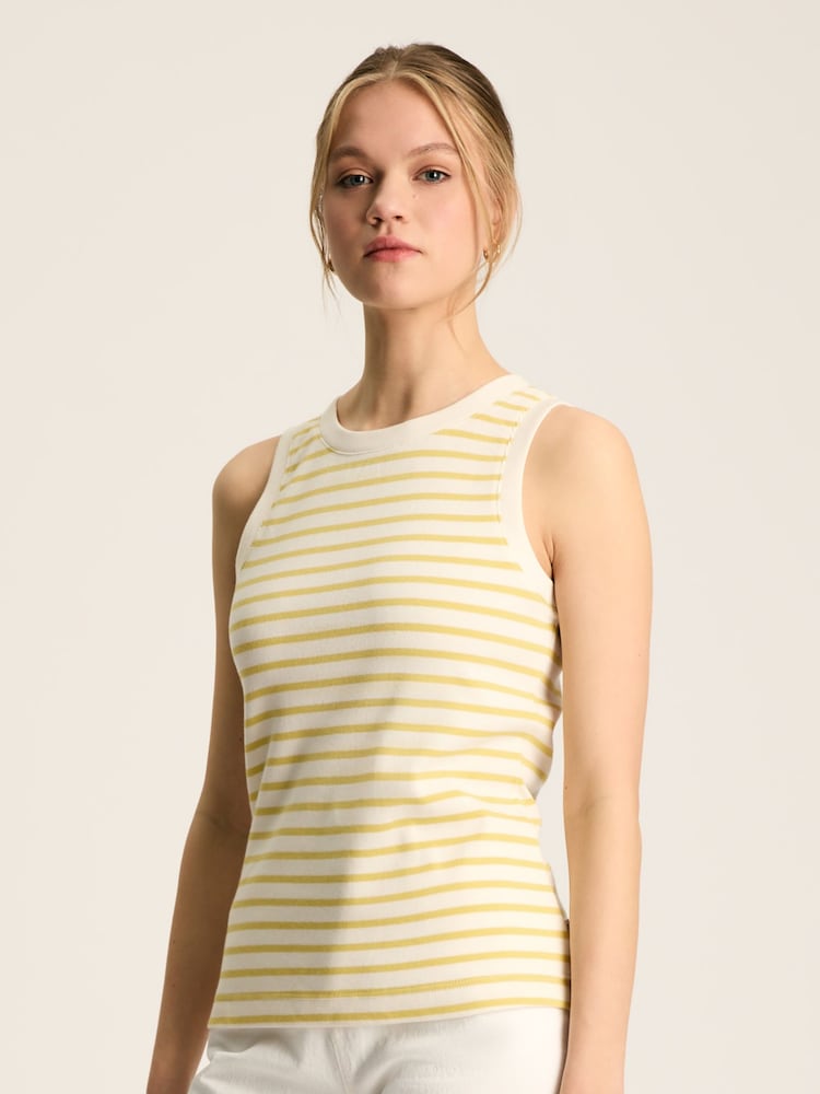 Joules Harbour Cream & Yellow Striped Jersey Vest - Image 1 of 7