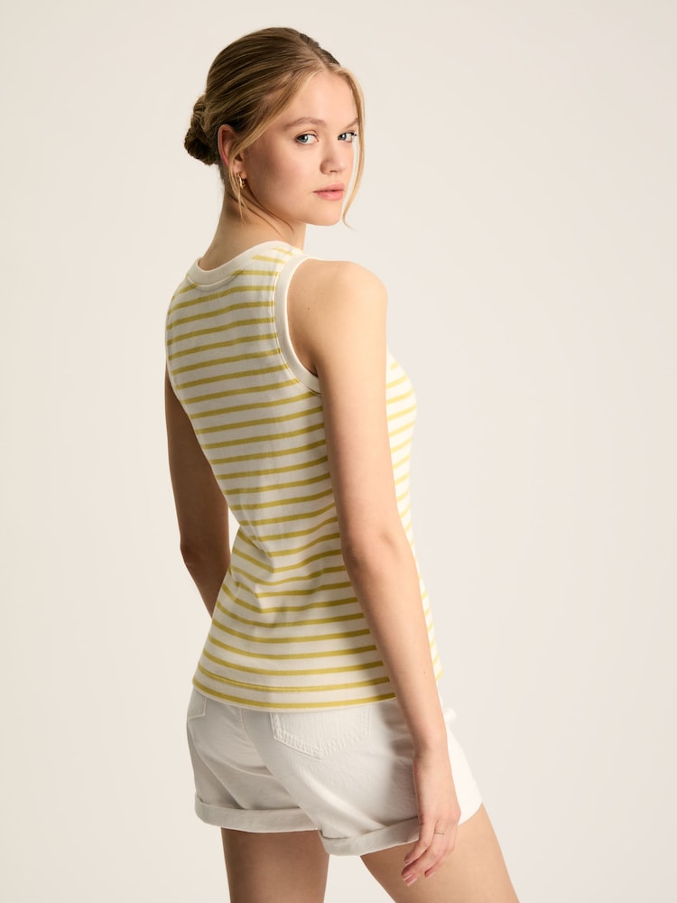 Joules Harbour Cream & Yellow Striped Jersey Vest - Image 2 of 7