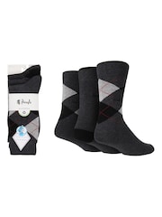 Pringle Grey Traditional Argyle 3 Pack Pattern Socks - Image 1 of 5