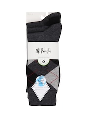 Pringle Grey Traditional Argyle 3 Pack Pattern Socks - Image 2 of 5