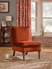 Laura Ashley Annaly Velvet Terracotta Nordan Armless Accent Chair - Image 1 of 9
