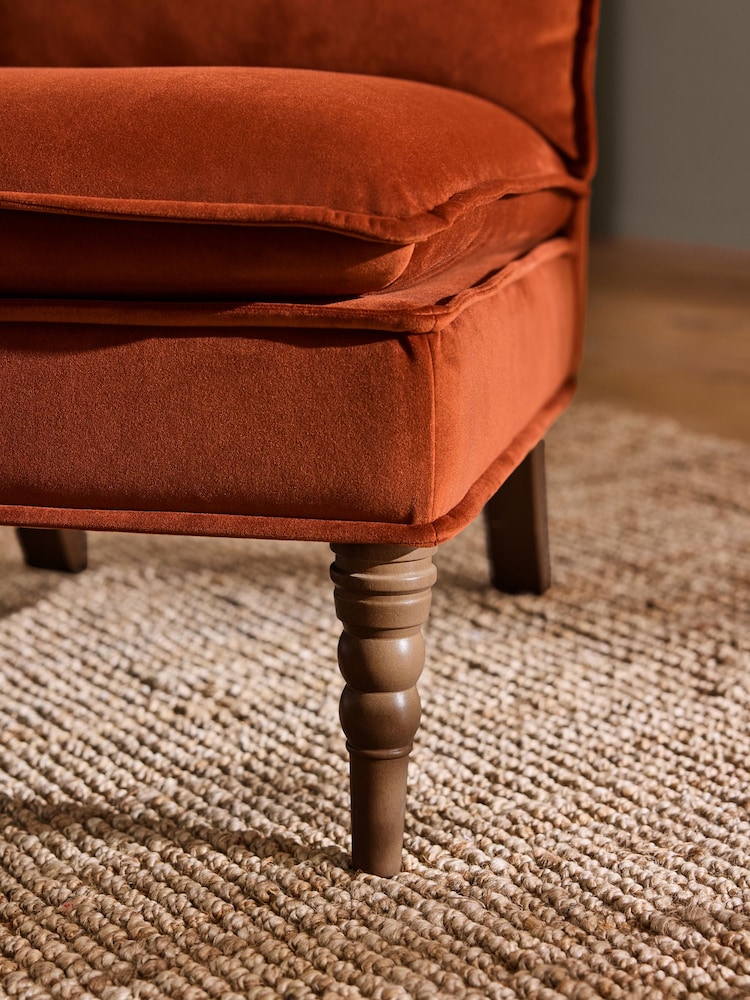 Laura Ashley Annaly Velvet Terracotta Nordan Armless Accent Chair - Image 2 of 9