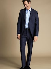 Charles Tyrwhitt Blue Slim-Fit Heather Prince of Wales Suit Jacket - Image 3 of 5