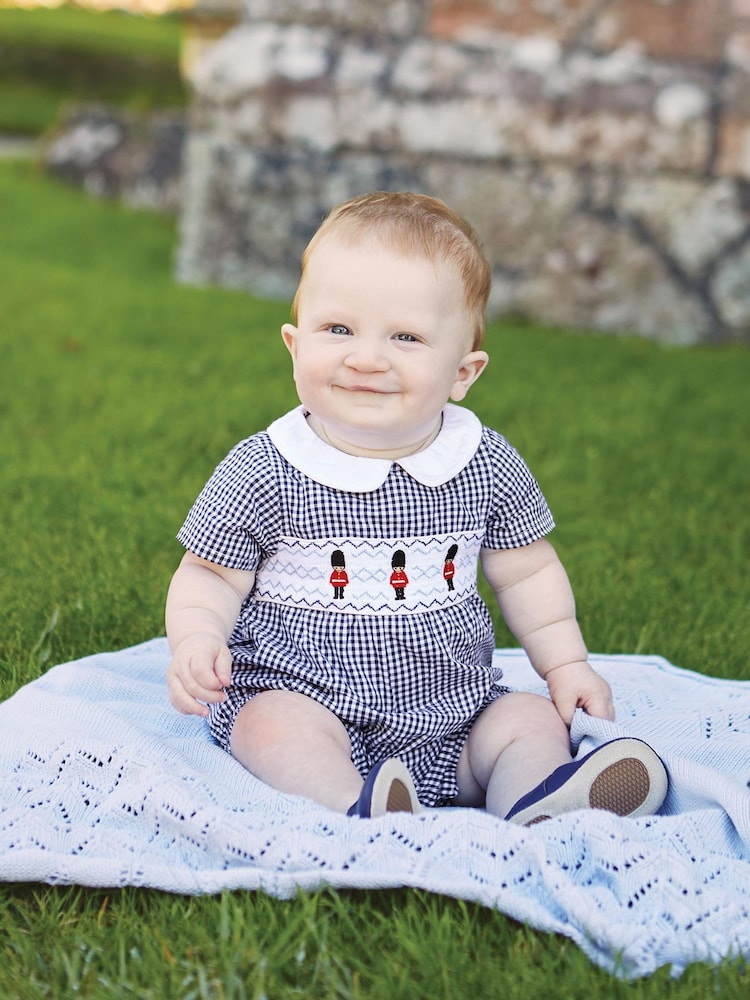 JoJo Maman Bébé Navy Blue Soldier Smock Romper - Image 1 of 3