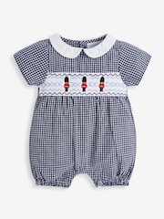 JoJo Maman Bébé Navy Blue Soldier Smock Romper - Image 2 of 3
