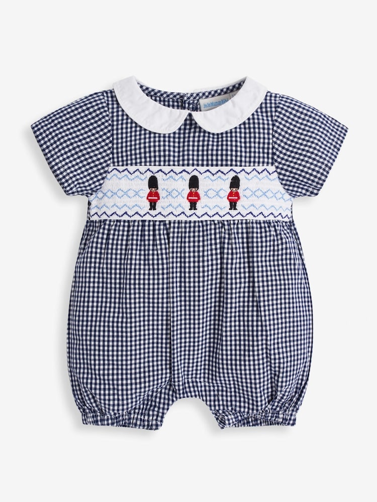 JoJo Maman Bébé Navy Blue Soldier Smock Romper - Image 2 of 3