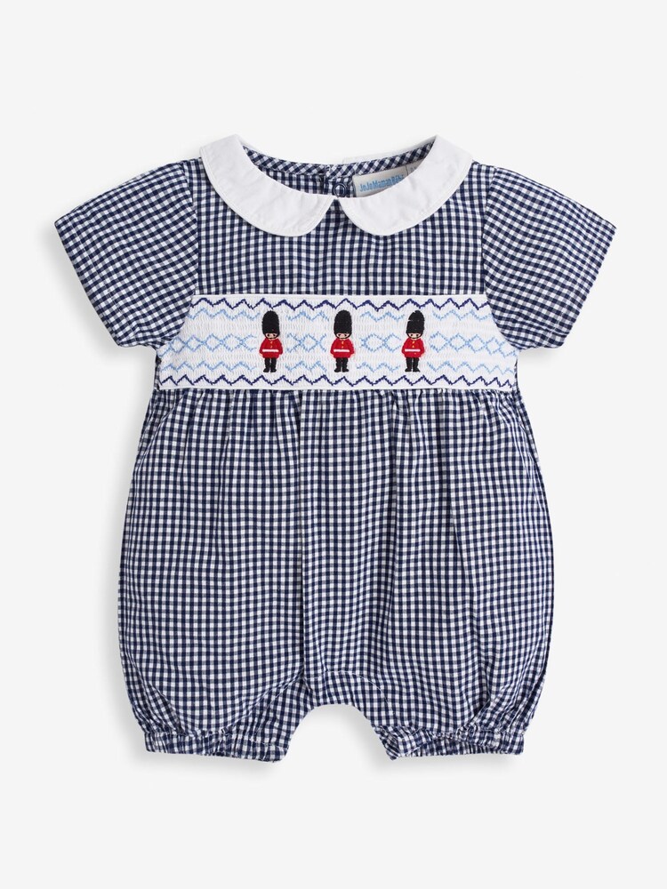 JoJo Maman Bébé Navy Blue Soldier Smock Romper - Image 2 of 3 JoJo Maman Bébé Navy Blue Soldier Smock Romper - Image 2 of 3