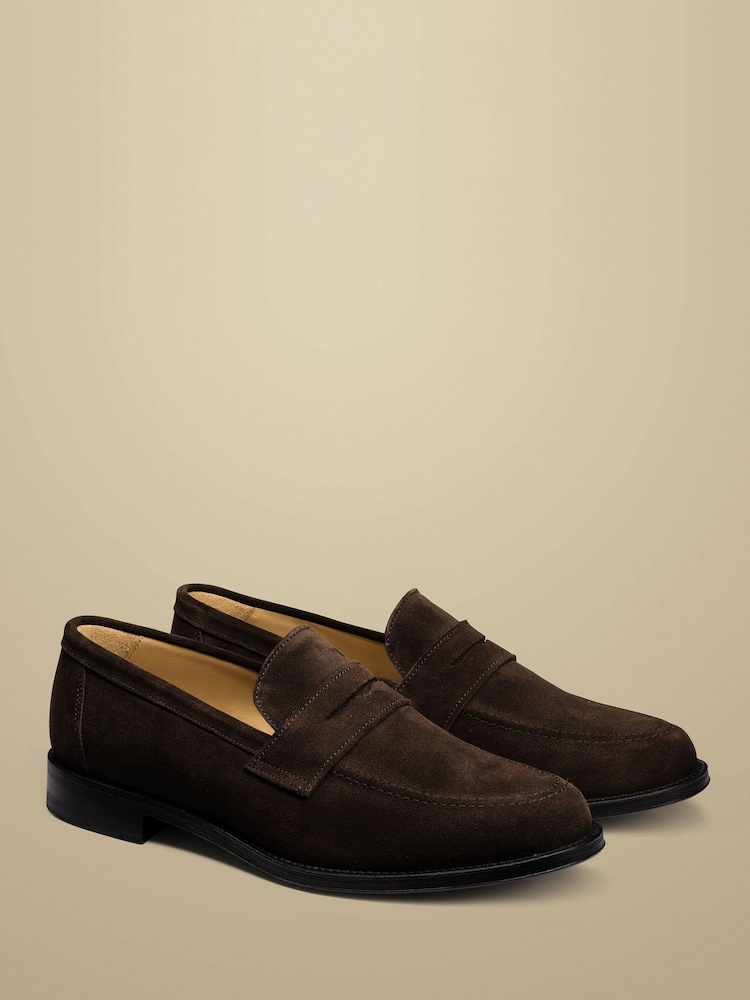 Charles Tyrwhitt Brown Suede Saddle Loafers - Image 2 of 4