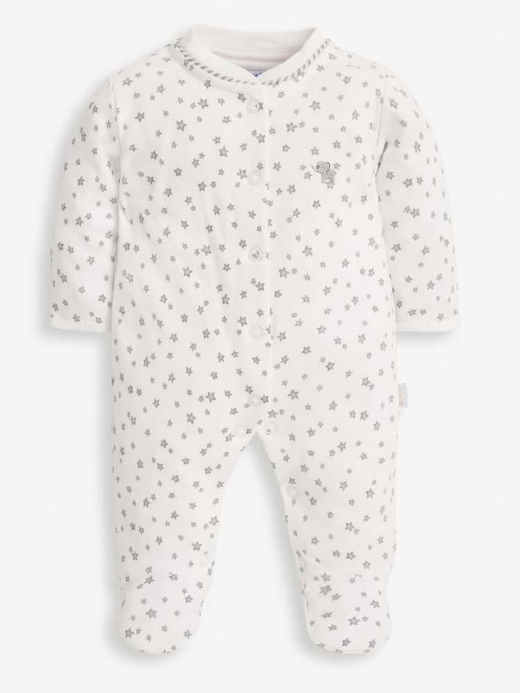 JoJo Maman Bébé Grey Elephant 2-Piece Baby Sleepsuit & Velour Jacket Set - Image 2 of 8