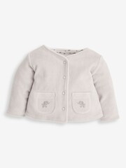 JoJo Maman Bébé Grey Elephant 2-Piece Baby Sleepsuit & Velour Jacket Set - Image 4 of 8