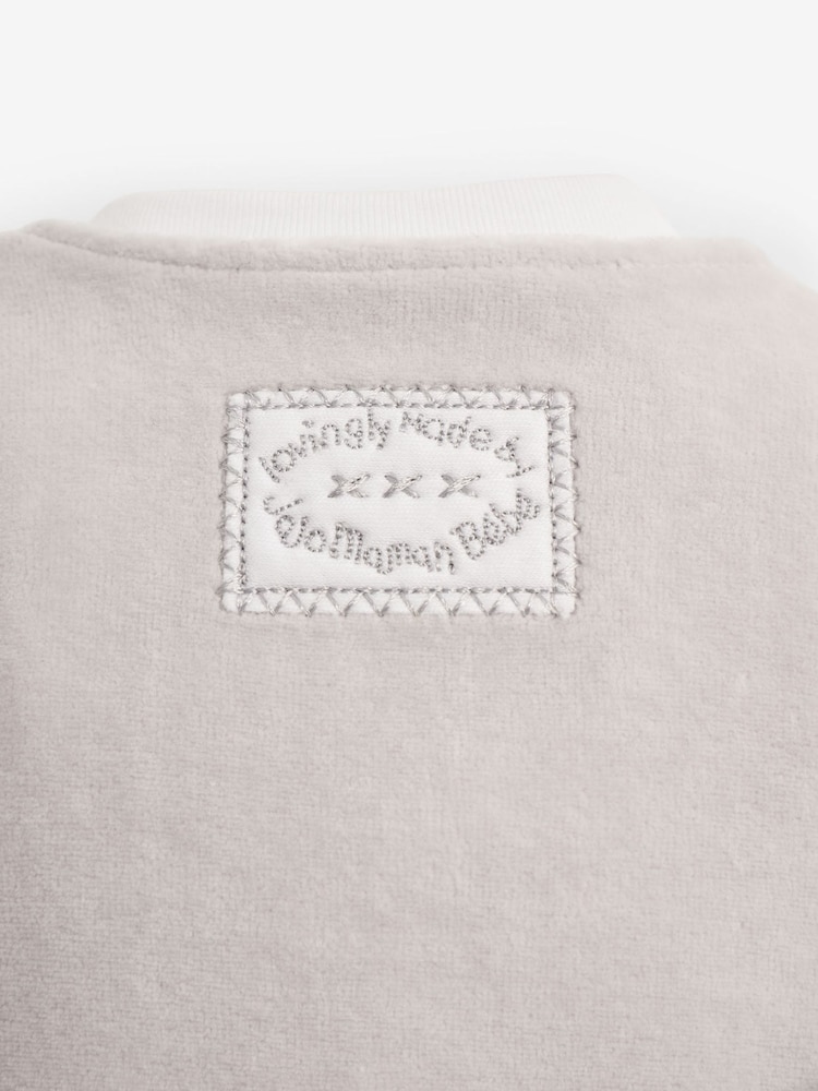 JoJo Maman Bébé Grey Elephant 2-Piece Baby Sleepsuit & Velour Jacket Set - Image 8 of 8