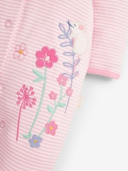 JoJo Maman Bébé Pink Bunny Appliqué Cotton Baby Sleepsuit - Image 5 of 5