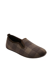 Lotus Brown Check-Print Full Slippers - Image 1 of 4