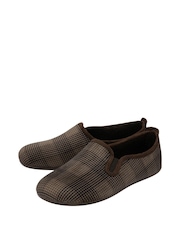 Lotus Brown Check-Print Full Slippers - Image 2 of 4