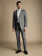Charles Tyrwhitt Grey Slim Fit Sharkskin Ultimate Performance Suit: Jacket - Image 1 of 4