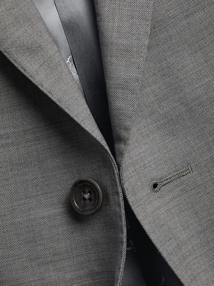 Charles Tyrwhitt Grey Slim Fit Sharkskin Ultimate Performance Suit: Jacket - Image 4 of 4