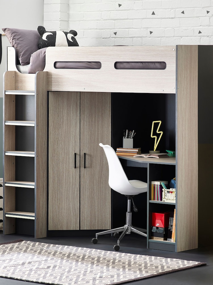 Julian Bowen Natural Hercules Woodgrain High Sleeper with Storage - Image 2 of 4
