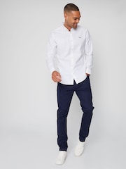 Threadbare White Geometric Print Long Sleeve Shirt With Stretch - Image 3 of 4