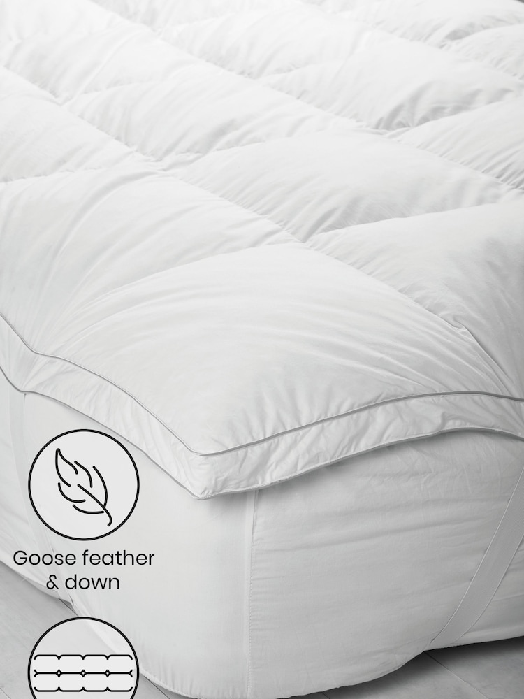 White Goose Feather And Down Mattress 100% Cotton Topper - Image 2 of 2