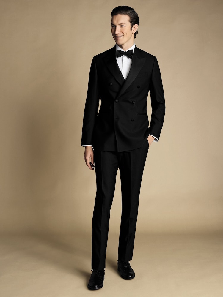 Charles Tyrwhitt Black Slim Fit Double Breasted Dinner Suit: Jacket - Image 3 of 5