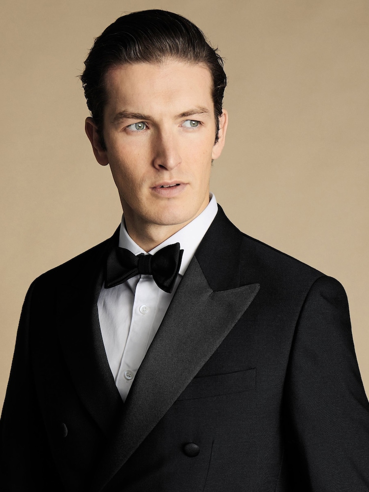 Charles Tyrwhitt Black Slim Fit Double Breasted Dinner Suit: Jacket - Image 4 of 5