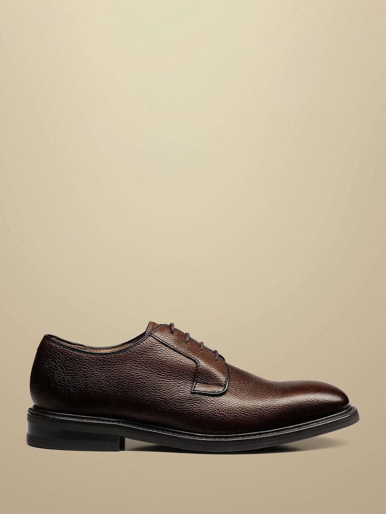 Charles Tyrwhitt Brown Grain Leather Derby Rubber Sole Shoes - Image 1 of 4