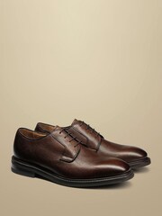 Charles Tyrwhitt Brown Grain Leather Derby Rubber Sole Shoes - Image 2 of 4