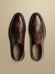 Charles Tyrwhitt Brown Grain Leather Derby Rubber Sole Shoes - Image 3 of 4