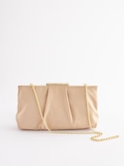 Nude Pleated Frame Clutch Bag - Image 4 of 9