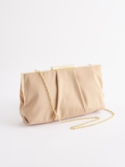 Nude Pleated Frame Clutch Bag - Image 5 of 9