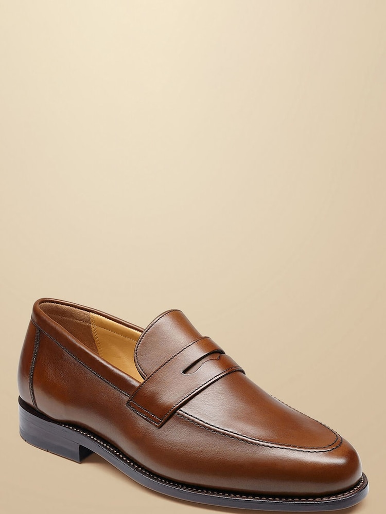 Charles Tyrwhitt Brown Leather Saddle Loafers - Image 2 of 3