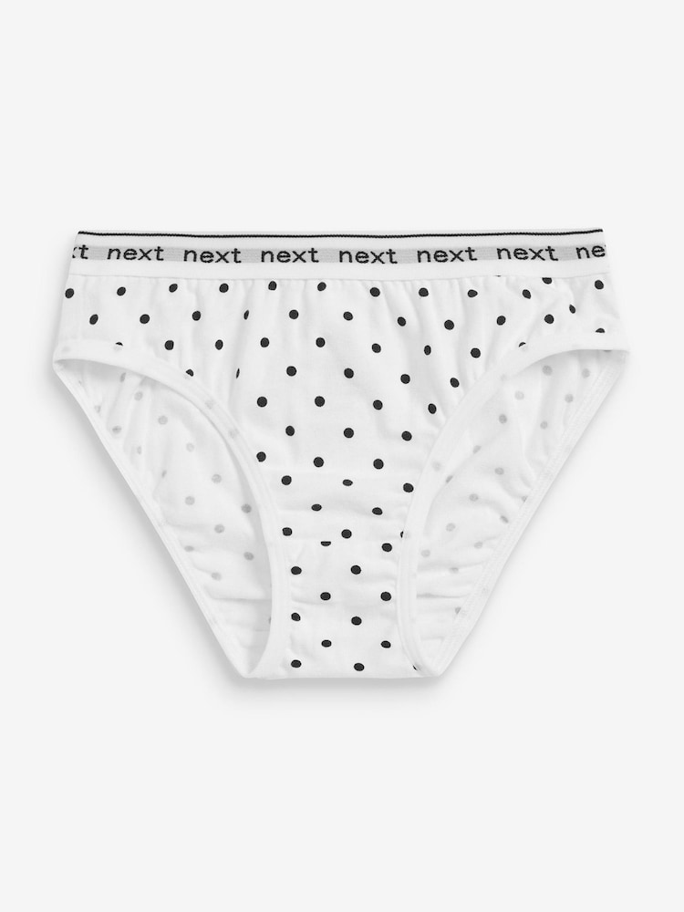 Black/Grey/White Spot/Stripe 7 Pack Bikini Briefs (2-16yrs) - Image 2 of 7