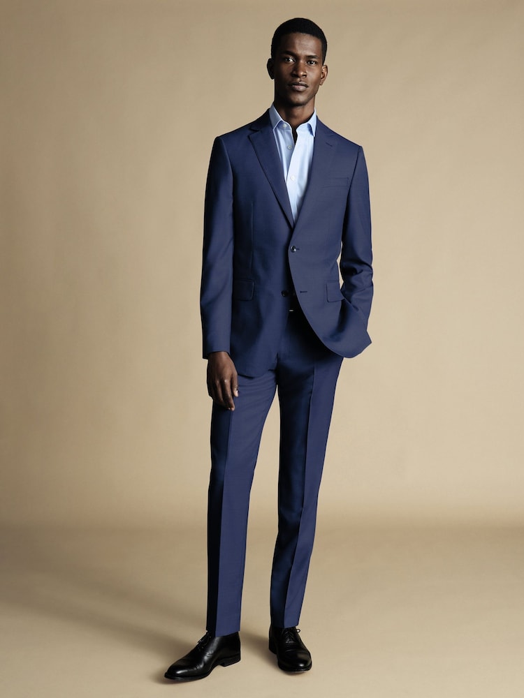 Charles Tyrwhitt Blue Slim Fit Sharkskin Ultimate Performance Suit: Jacket - Image 1 of 4 Charles Tyrwhitt Blue Slim Fit Sharkskin Ultimate Performance Suit: Jacket - Image 1 of 4