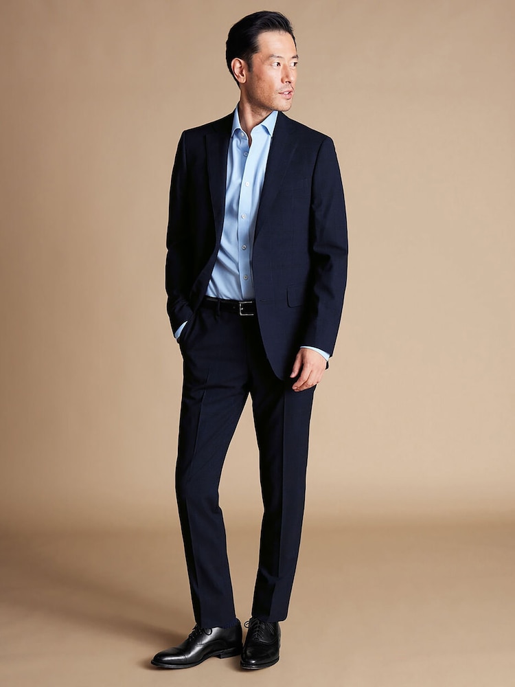 Charles Tyrwhitt Blue Slim Fit Prince Of Wales Ultimate Performance Suit: Jacket - Image 1 of 3